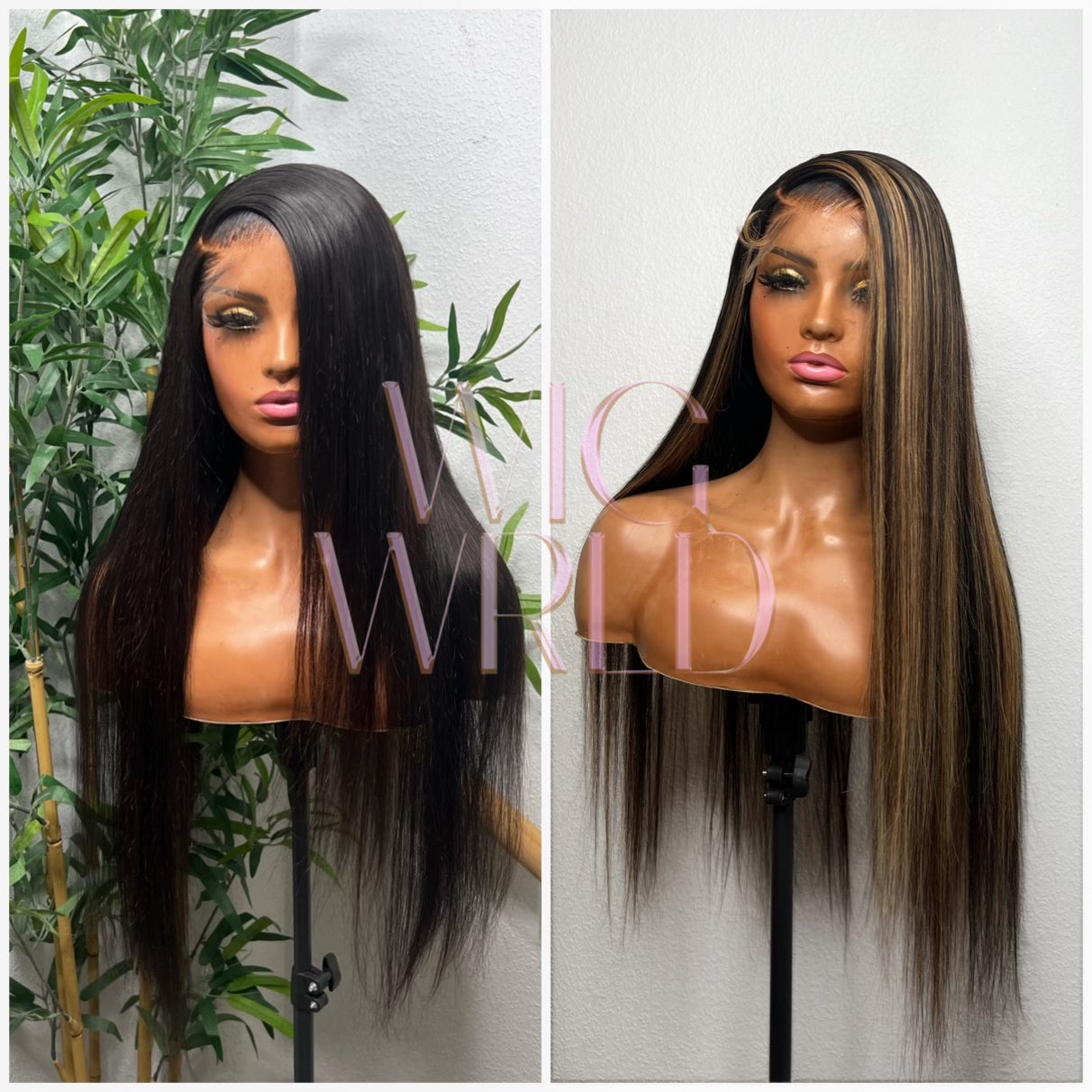 COMBO DEAL: 24” 5x5 HD highlighted & natural colour wigs